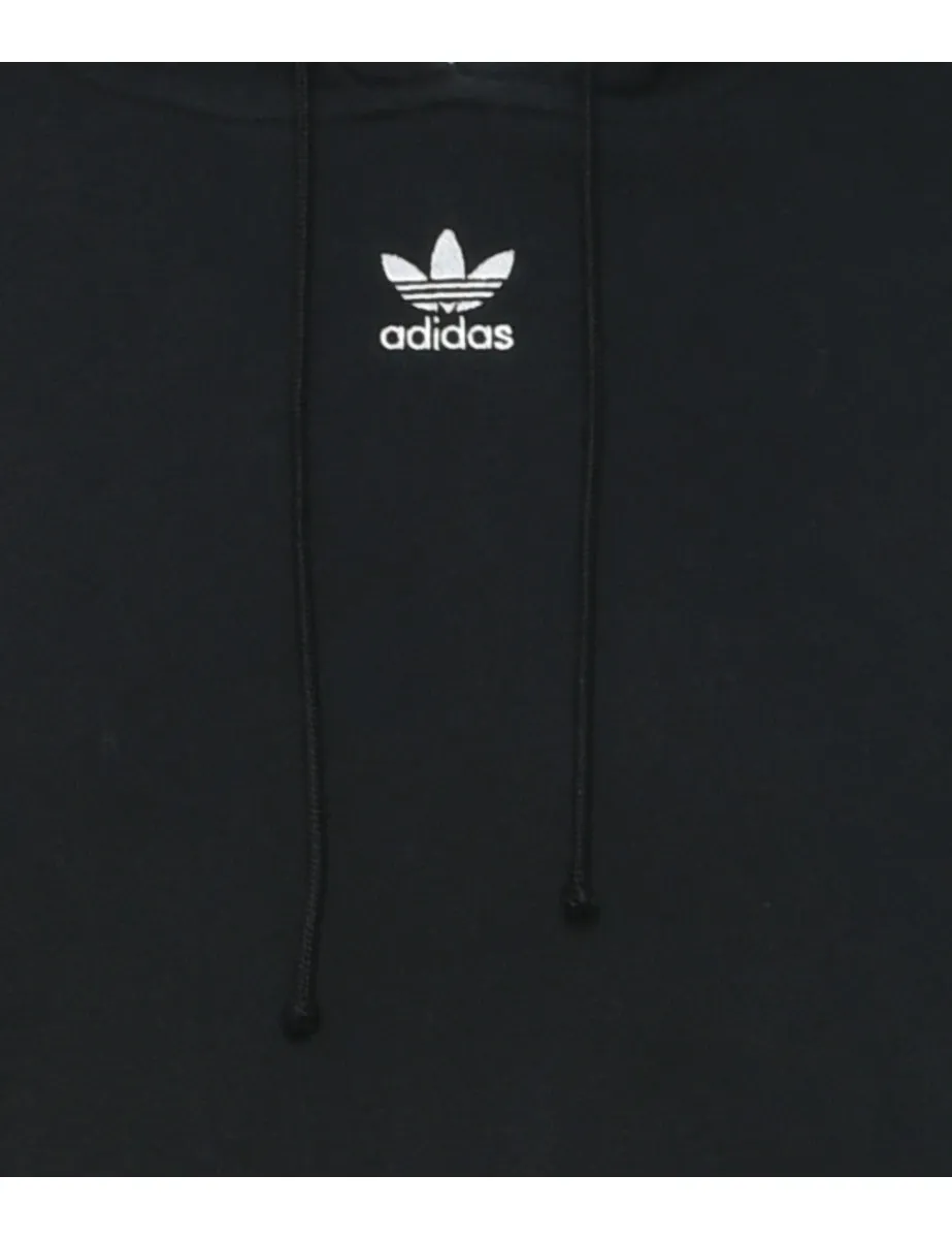 Adidas Cropped Black Hooded Sweatshirt - S