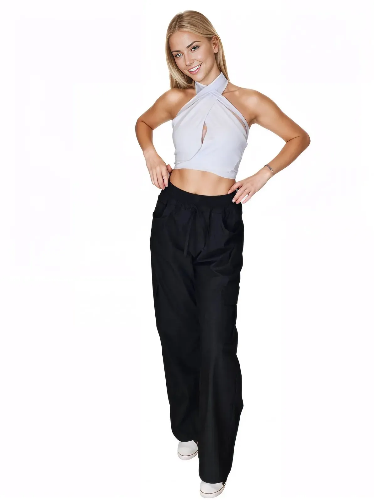 Black Oversized Cargo Pants – Stretchable & Trendy