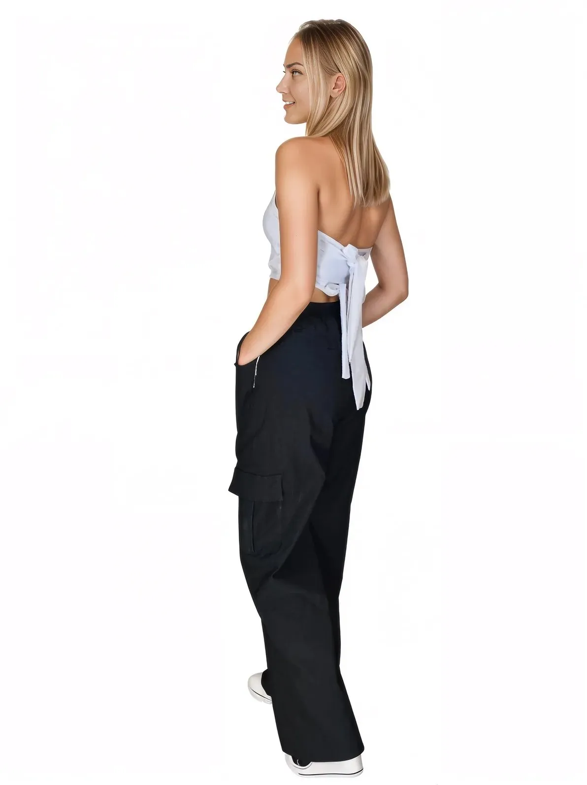 Black Oversized Cargo Pants – Stretchable & Trendy