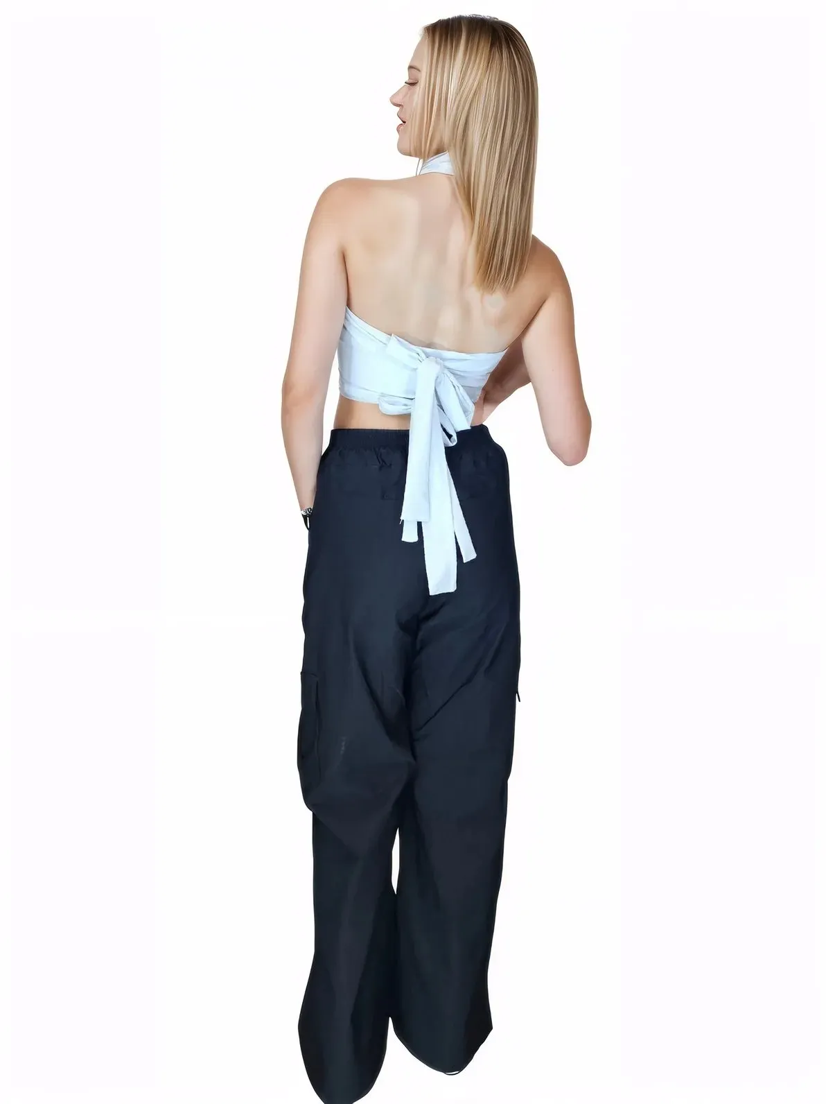 Black Oversized Cargo Pants – Stretchable & Trendy