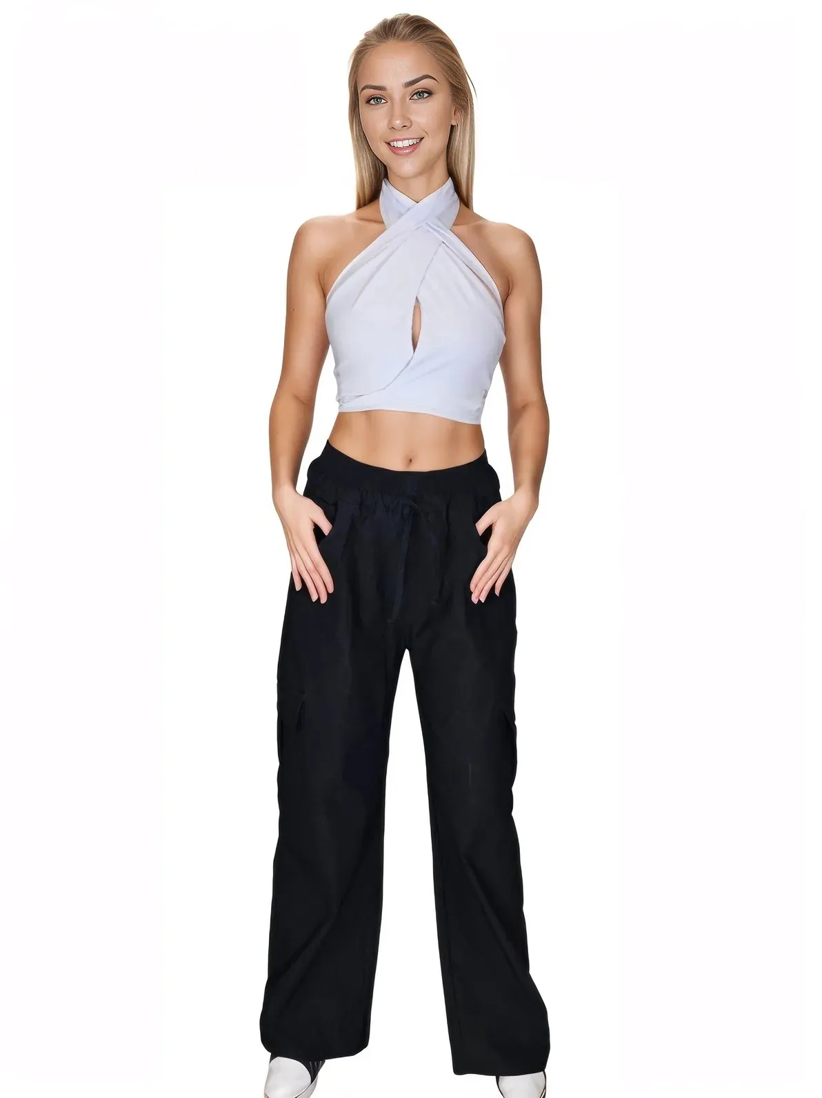Black Oversized Cargo Pants – Stretchable & Trendy