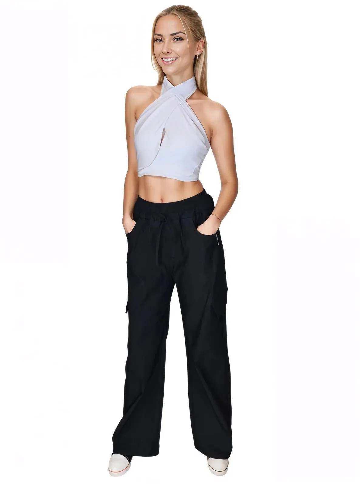 Black Oversized Cargo Pants – Stretchable & Trendy
