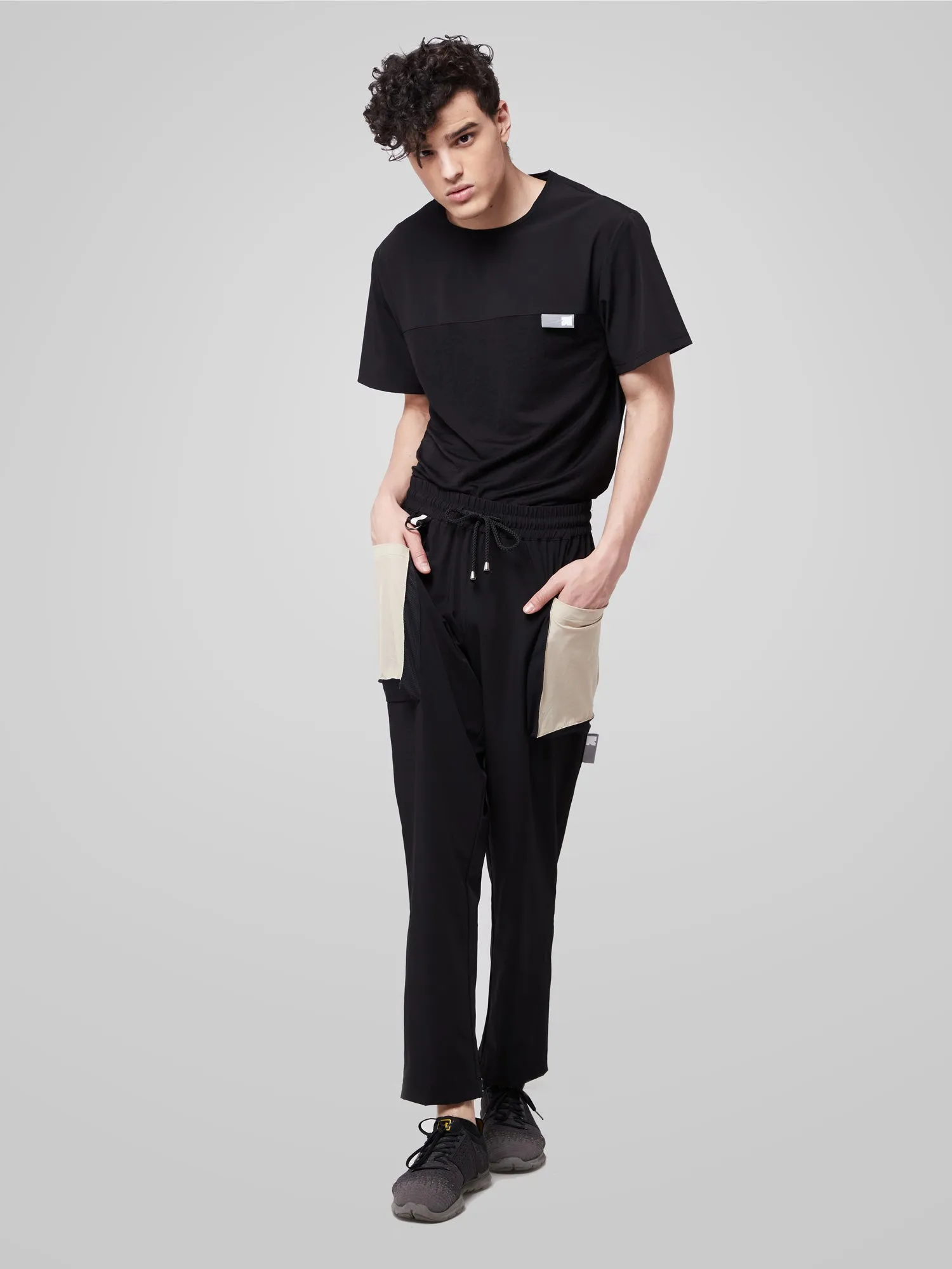 Black Utilitarian Cargo Male Pants