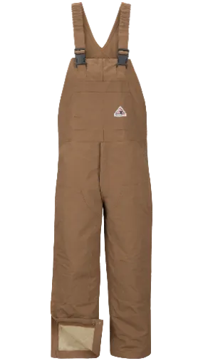 Bulwark BLN6 Men's Heavyweight FR Insulated Brown Duck Bib Overall with Knee Zip