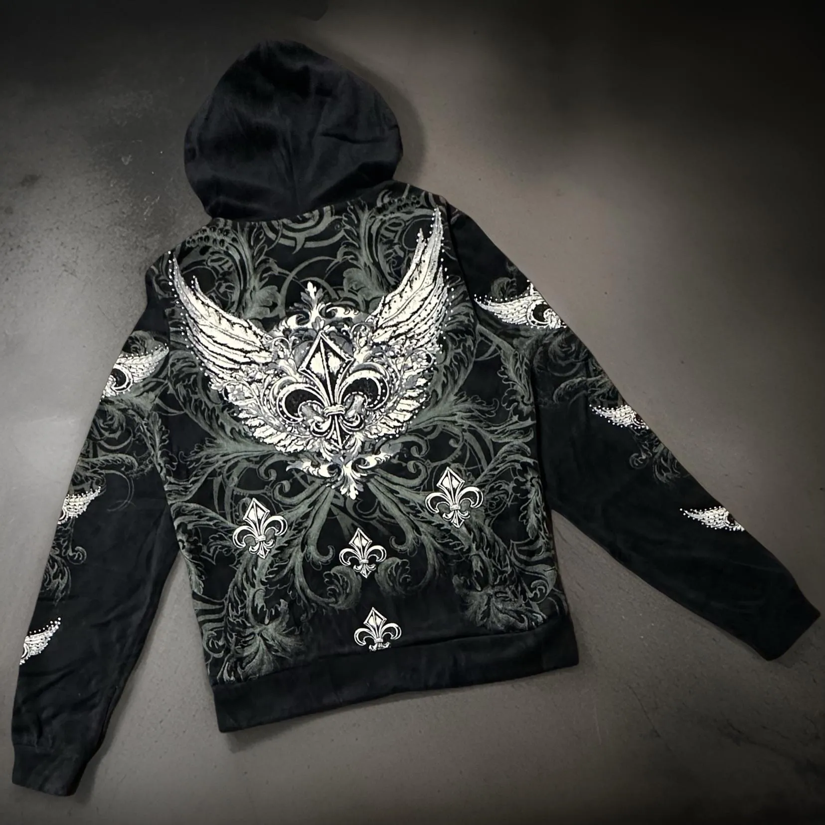 *BUS STOP* WOMEN'S VELOUR (BLACK) FULL OUTFITS (HOODED WITH ZIP)