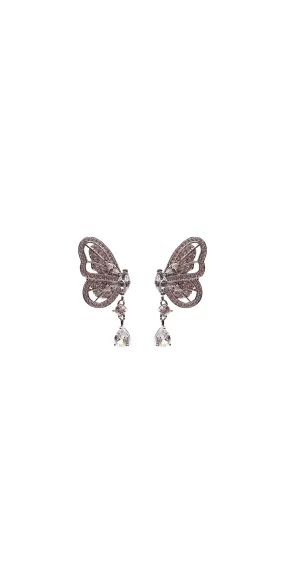 Cubic Zirconia Butterfly Drop Earrings