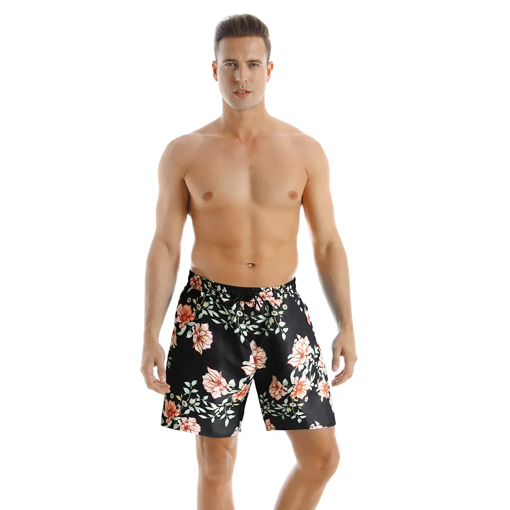 Family Matching Black Floral Printed Swimsuits