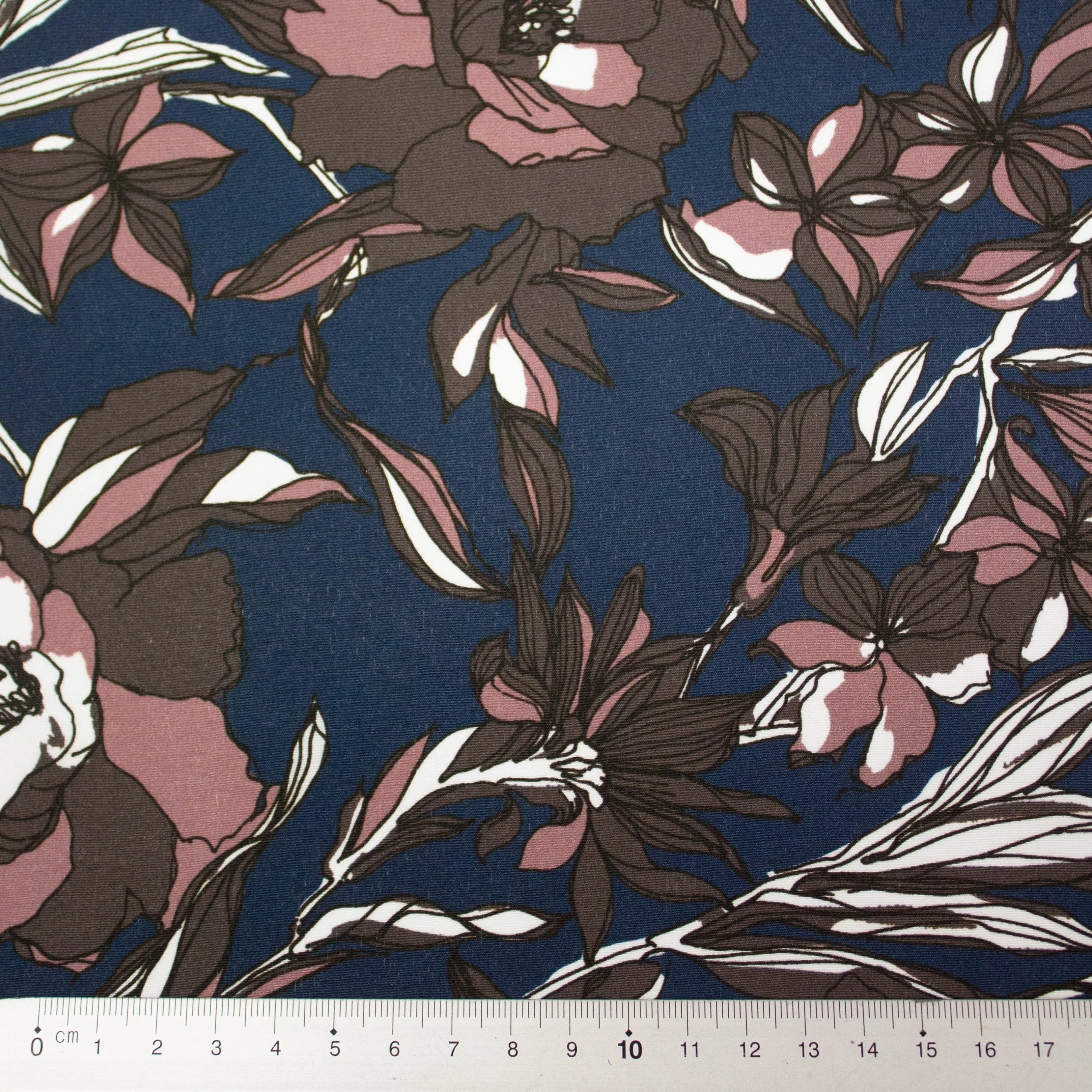 Flore Blue Floral Silk Crepe de Chine