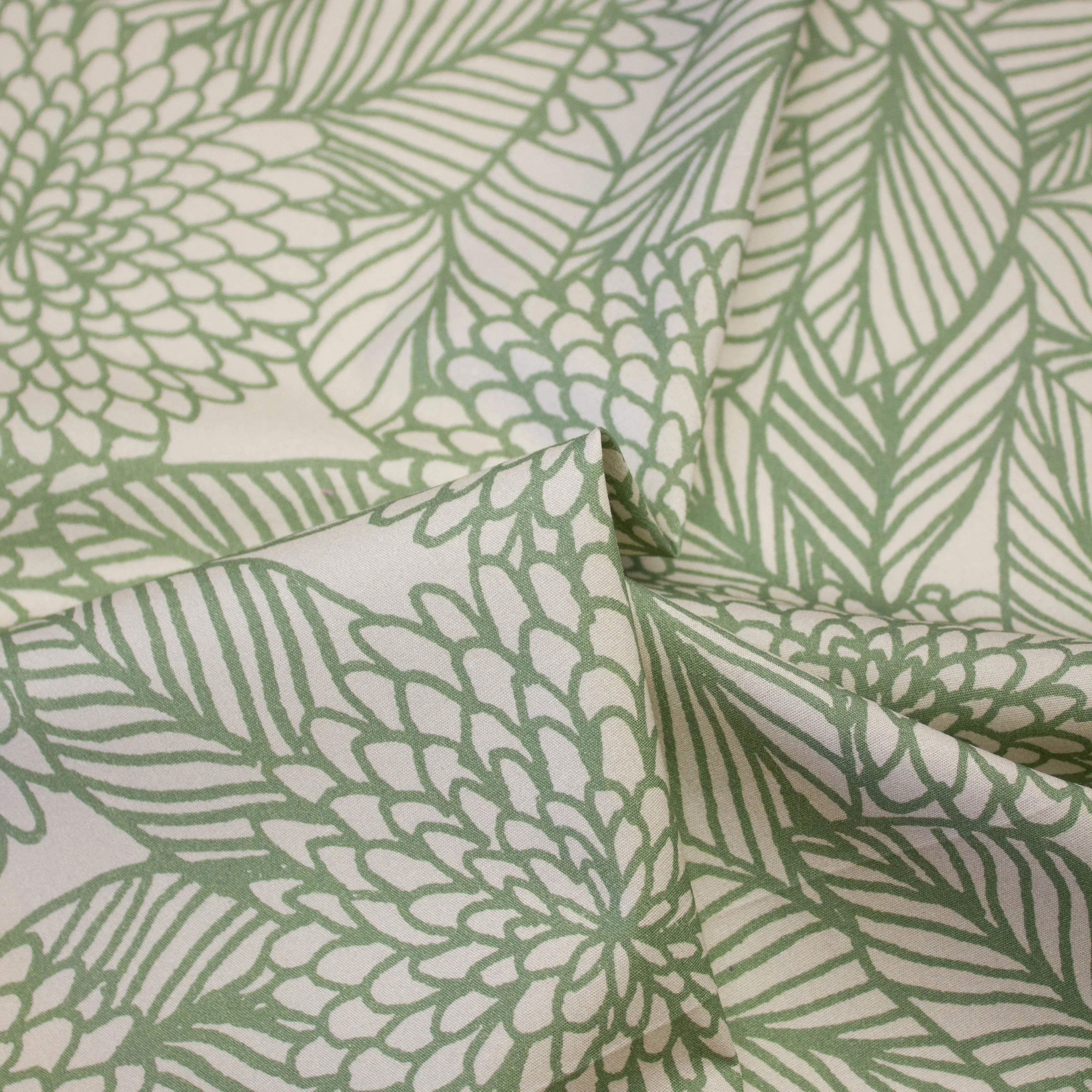 Gabrielle Green Floral Printed Cotton Stretch