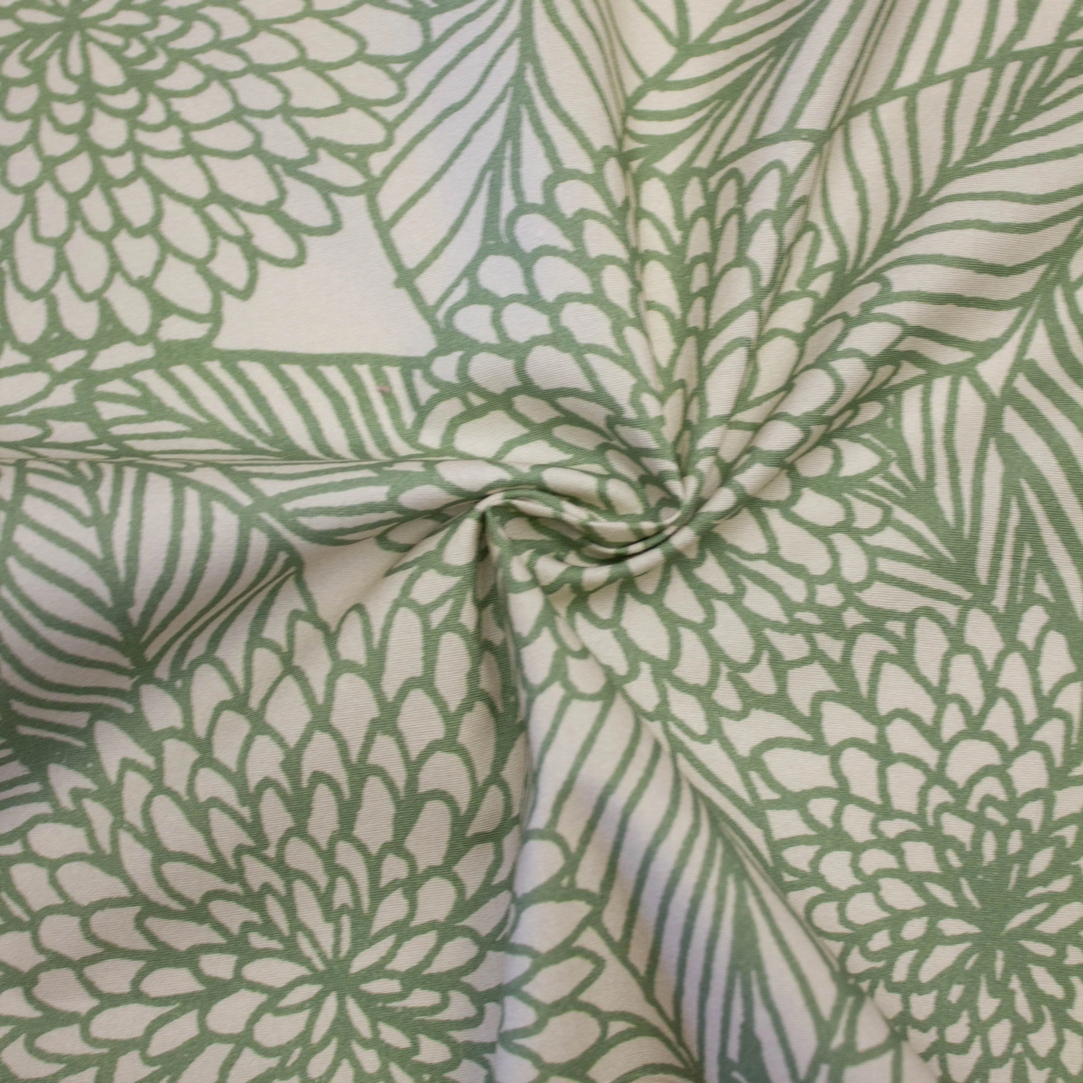 Gabrielle Green Floral Printed Cotton Stretch