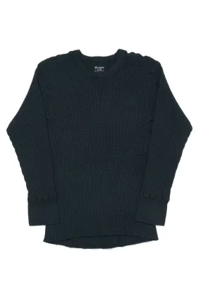 Homespun Knitwear Crew Thermal Bulky Waffle Black