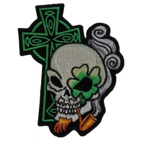 Irish Skull Cross Smoking Pipe Small Patch