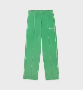Italic Logo Embroidered Velour Track Pant - Verde/White