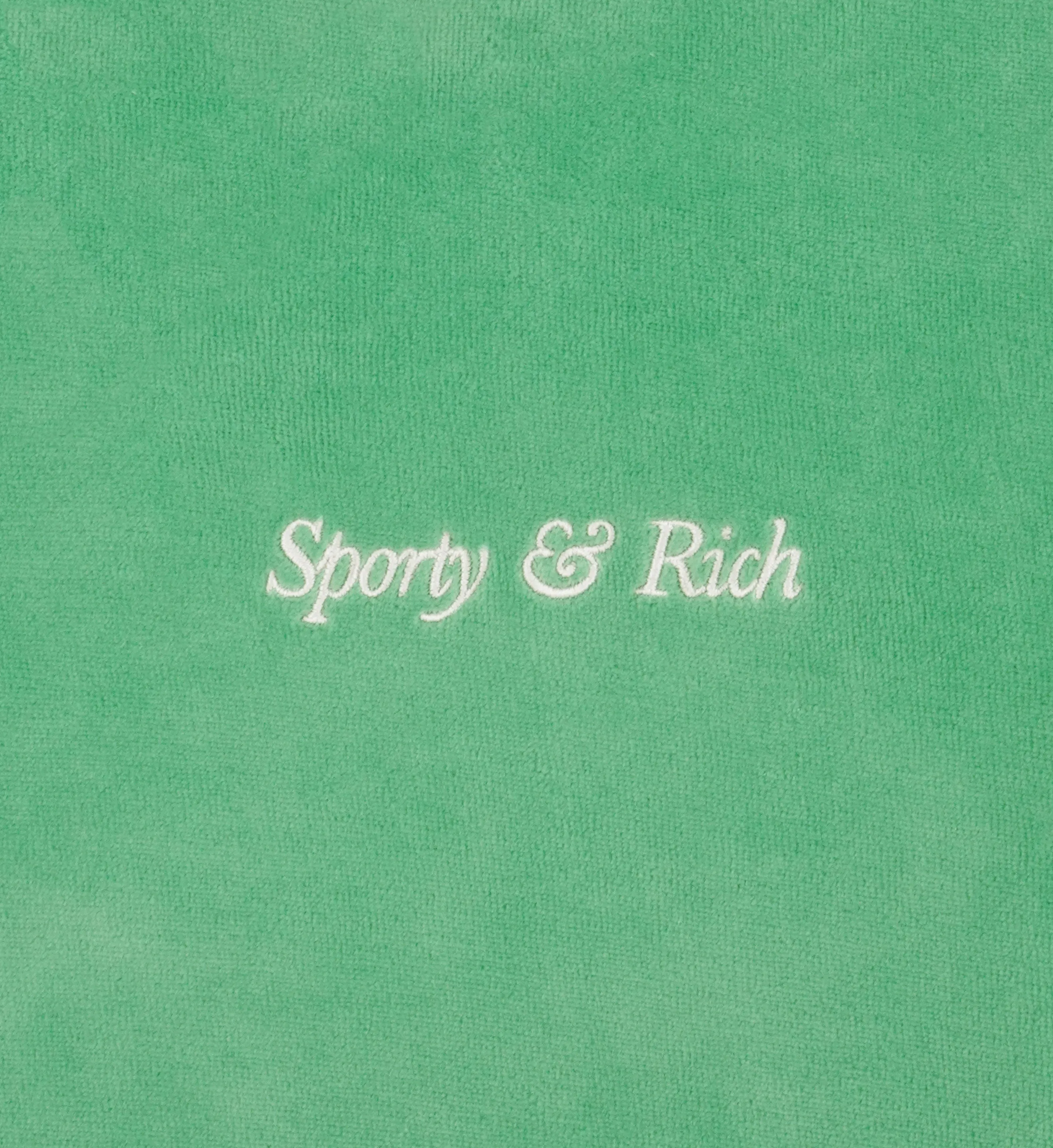Italic Logo Embroidered Velour Track Pant - Verde/White