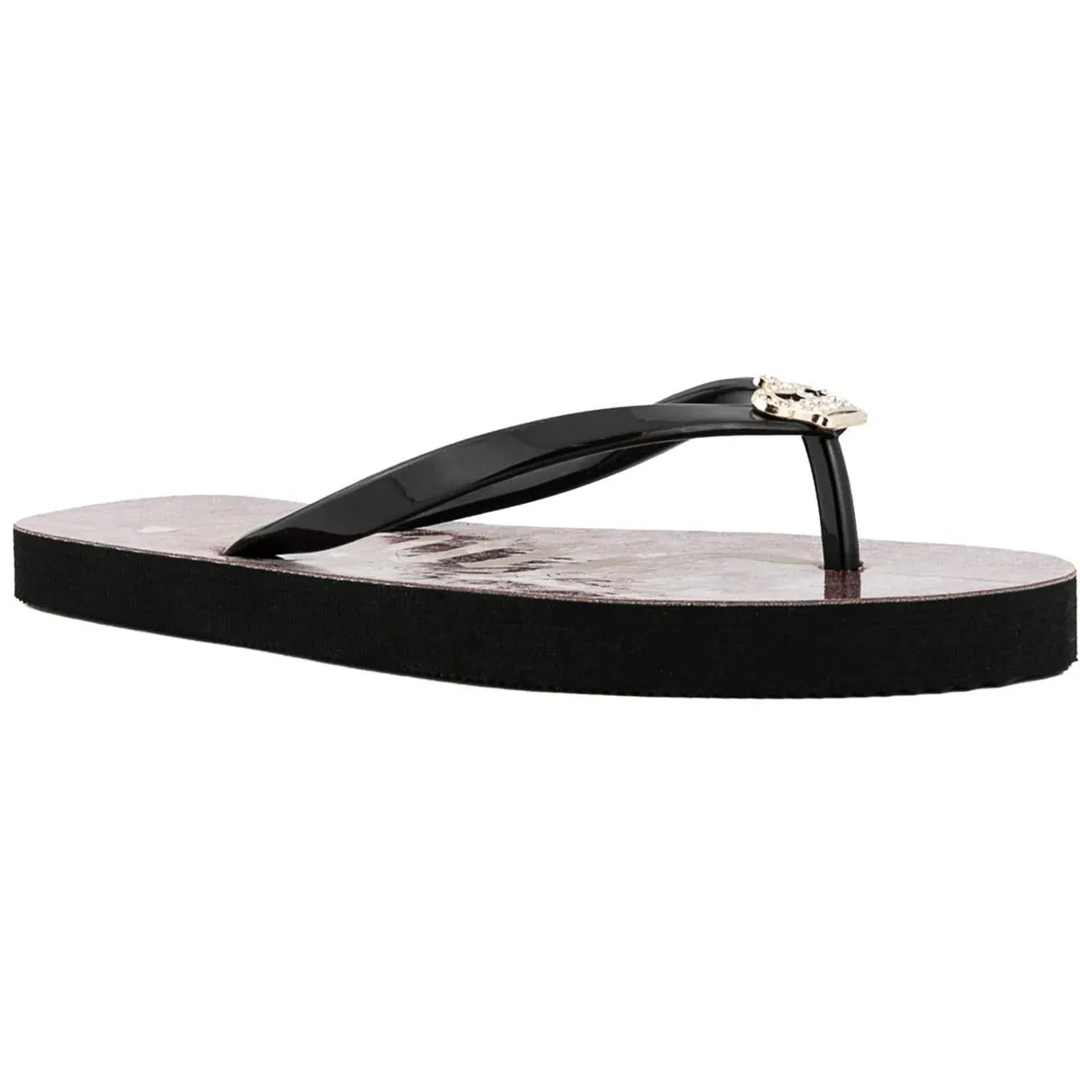 Juicy Couture Womens Slene Embellished Rubber Flip-Flops