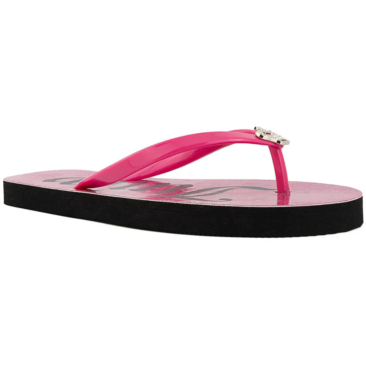 Juicy Couture Womens Slene Embellished Rubber Flip-Flops