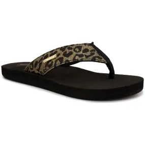 Juicy Couture Womens Smirk Animal Print Thong Flip-Flops