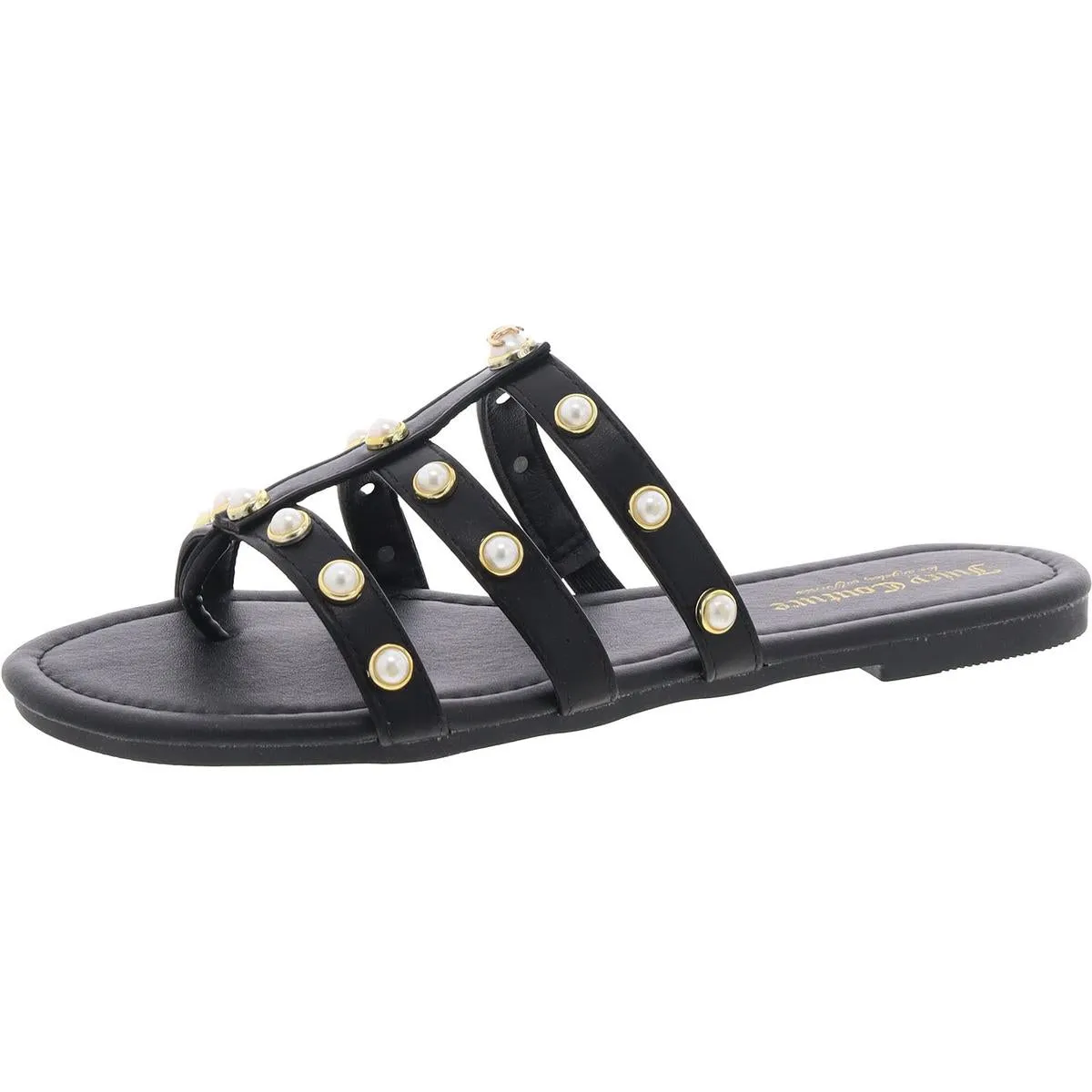 Juicy Couture Womens Zallymae Embellished Slip On Slide Sandals