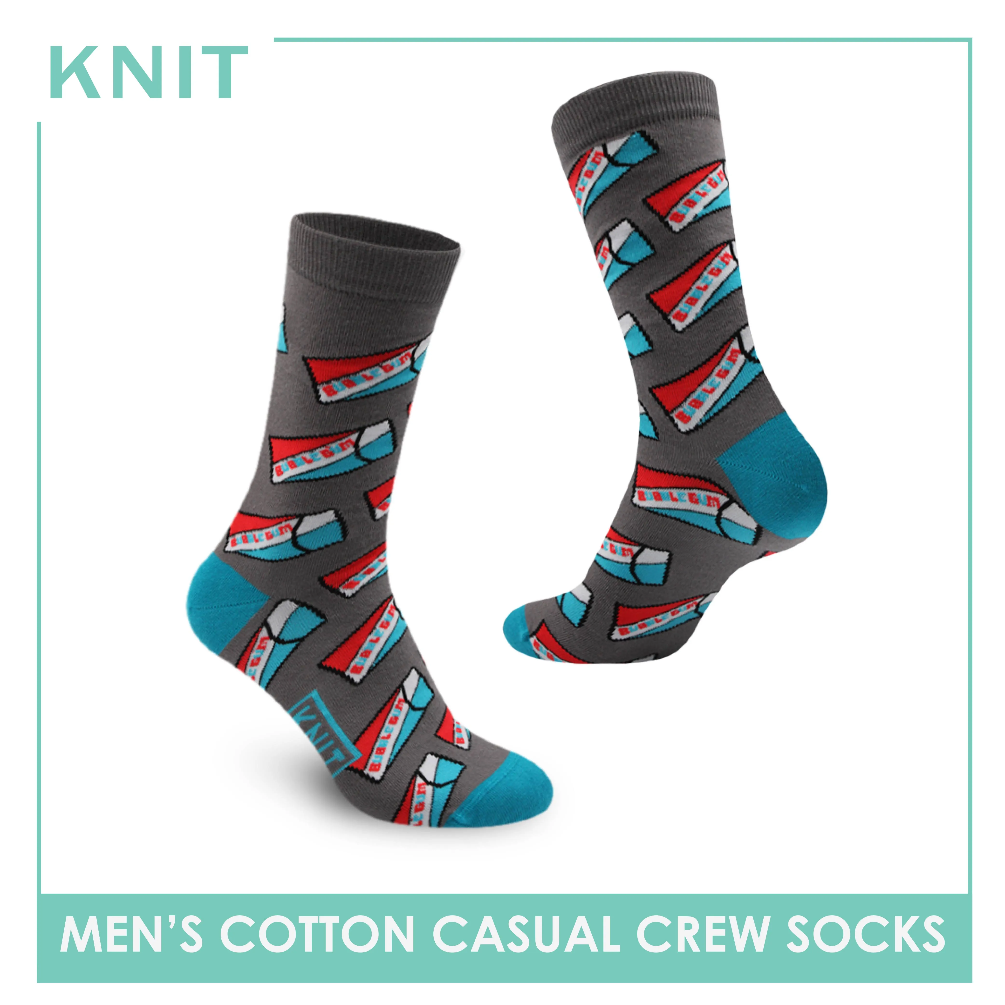 Knit Men's Bubble Gum Cotton Light Performance Crew Socks 1 pair KMC3204