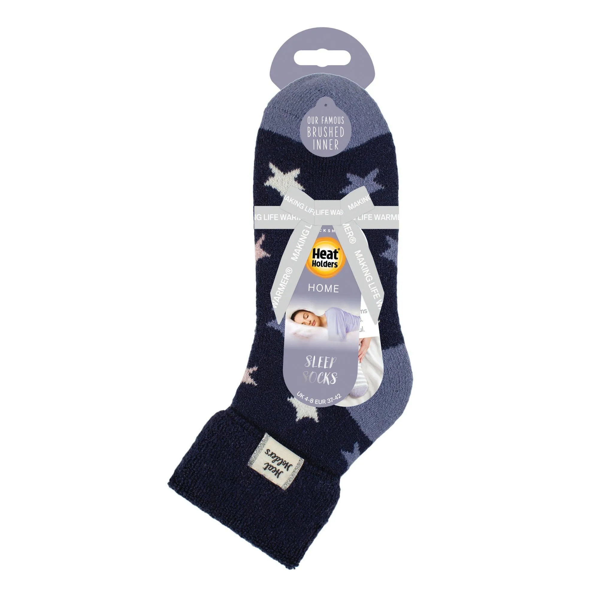 Ladies Lite Jacquard Lounge Socks with Turnover Top - Maisie Stars