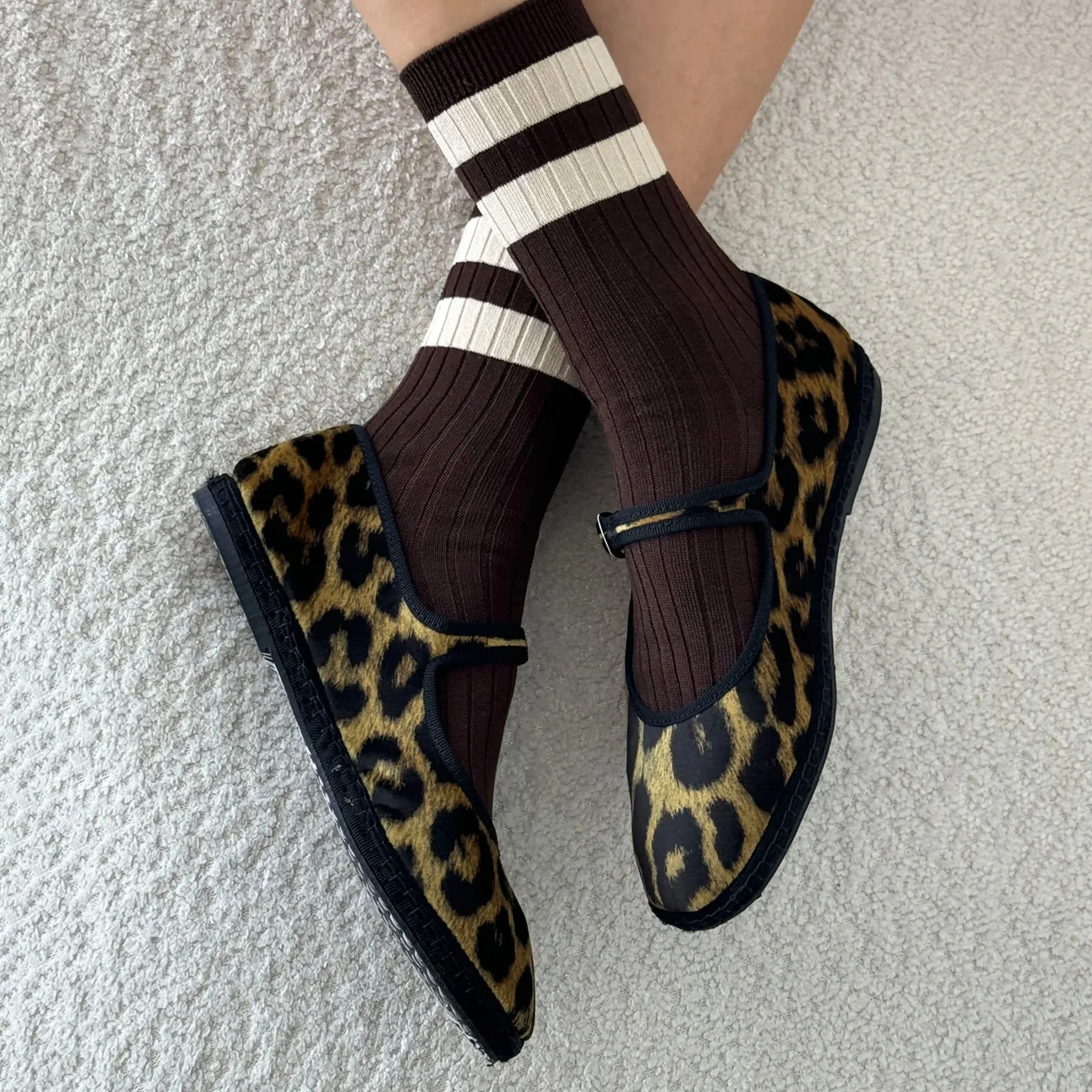Le Bon Shoppe Her Varsity Socks - Espresso