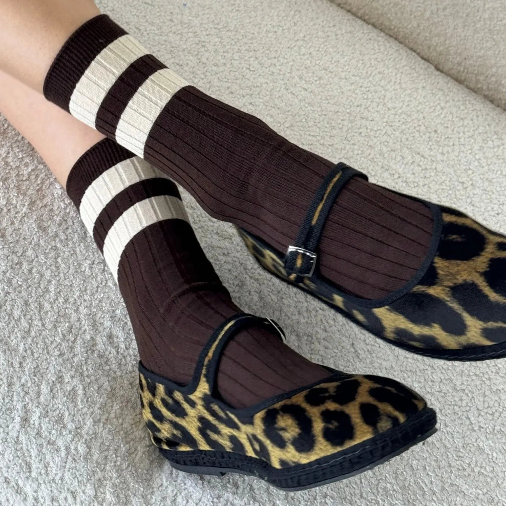 Le Bon Shoppe Her Varsity Socks - Espresso
