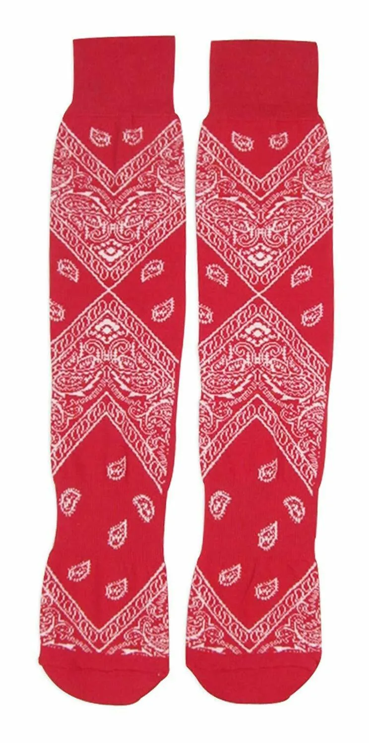 Leaf Republic Paisley Bandana Pattern Knit Crew Socks