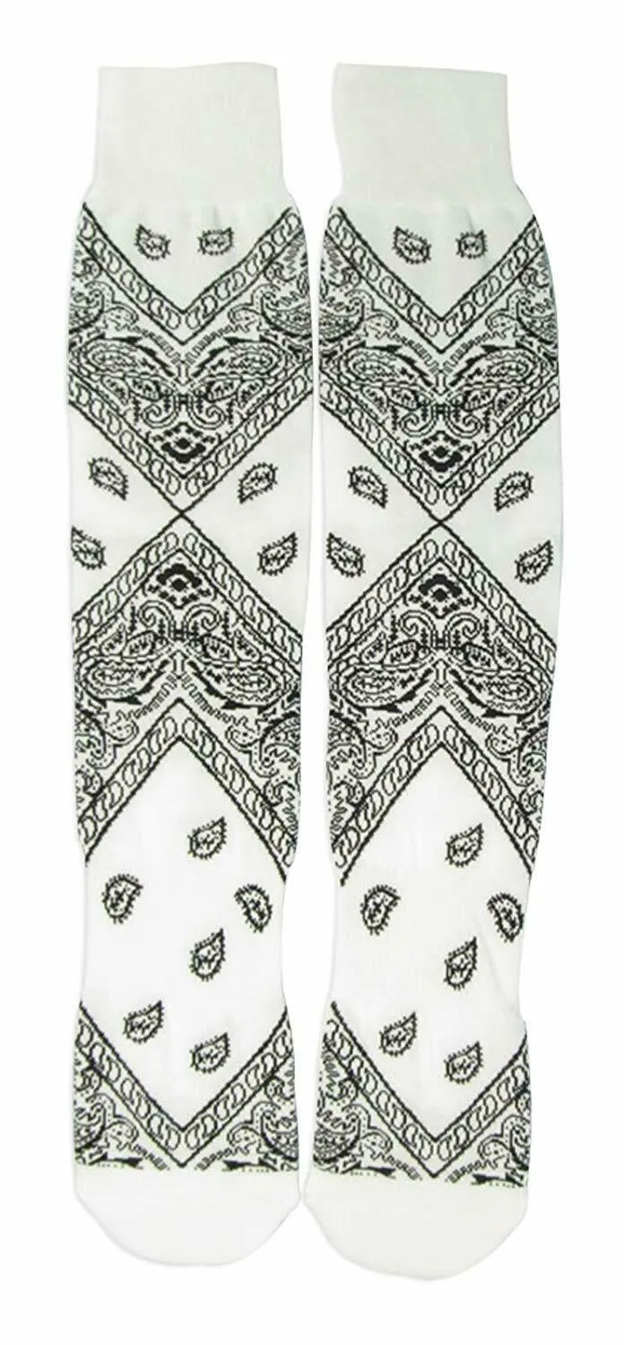 Leaf Republic Paisley Bandana Pattern Knit Crew Socks