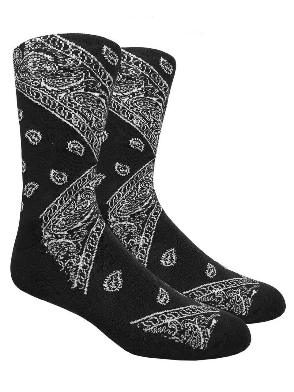 Leaf Republic Paisley Bandana Pattern Knit Crew Socks