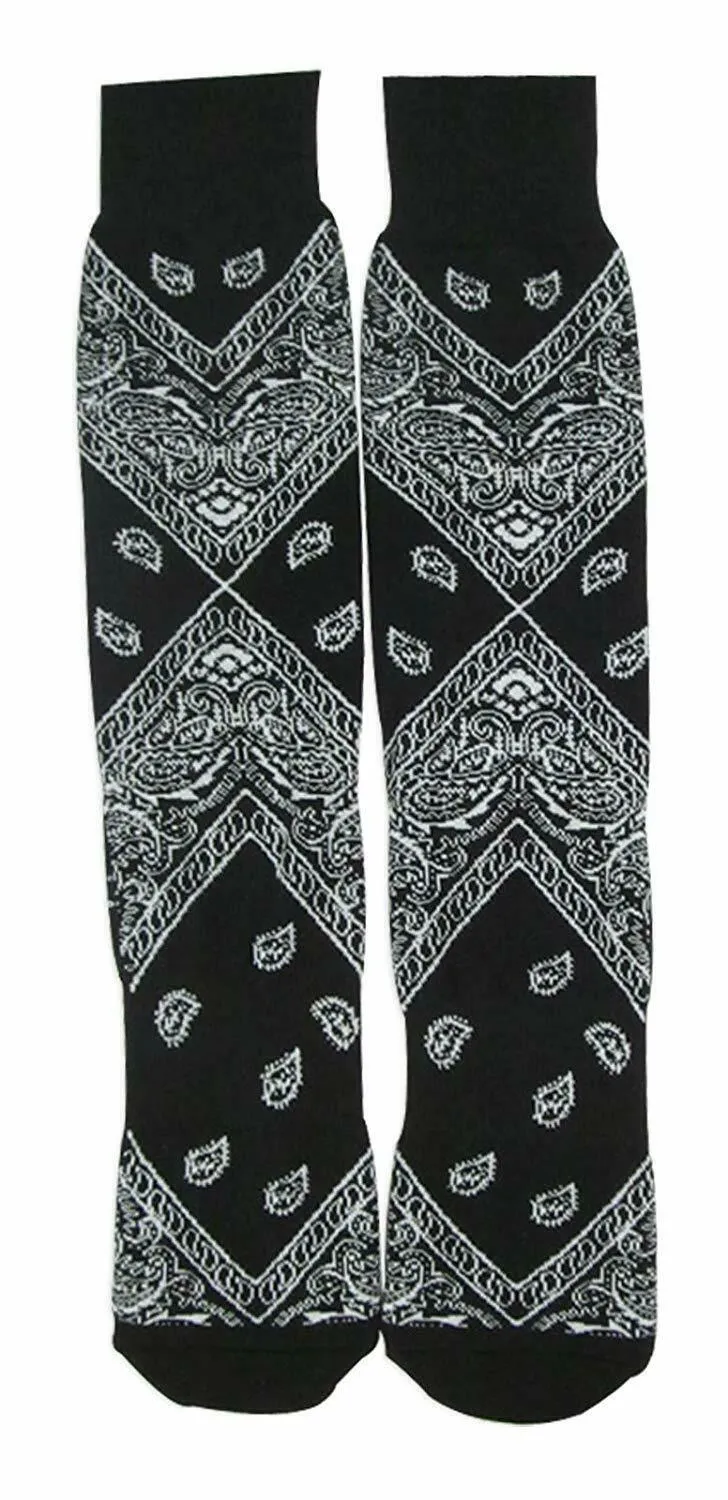 Leaf Republic Paisley Bandana Pattern Knit Crew Socks