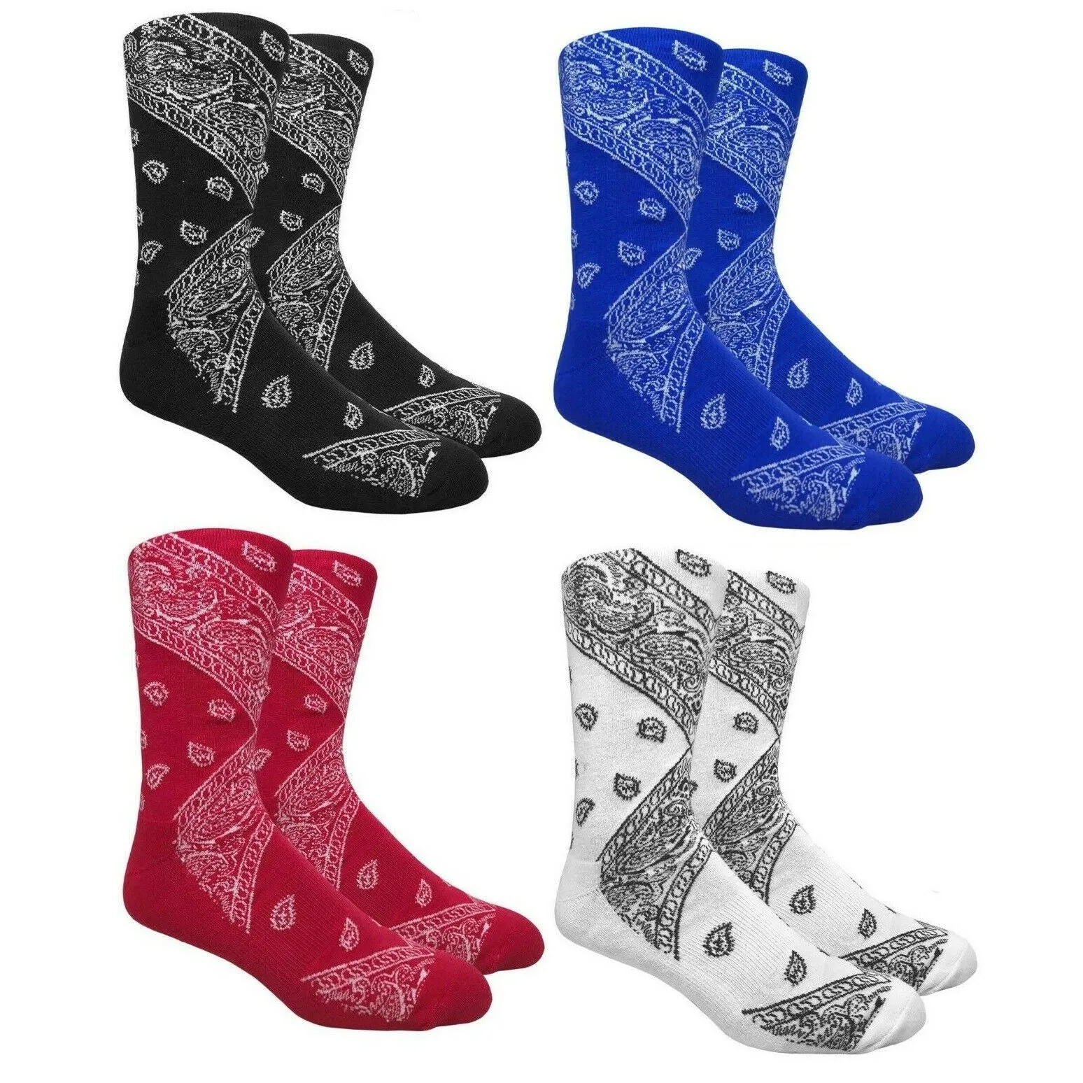 Leaf Republic Paisley Bandana Pattern Knit Crew Socks