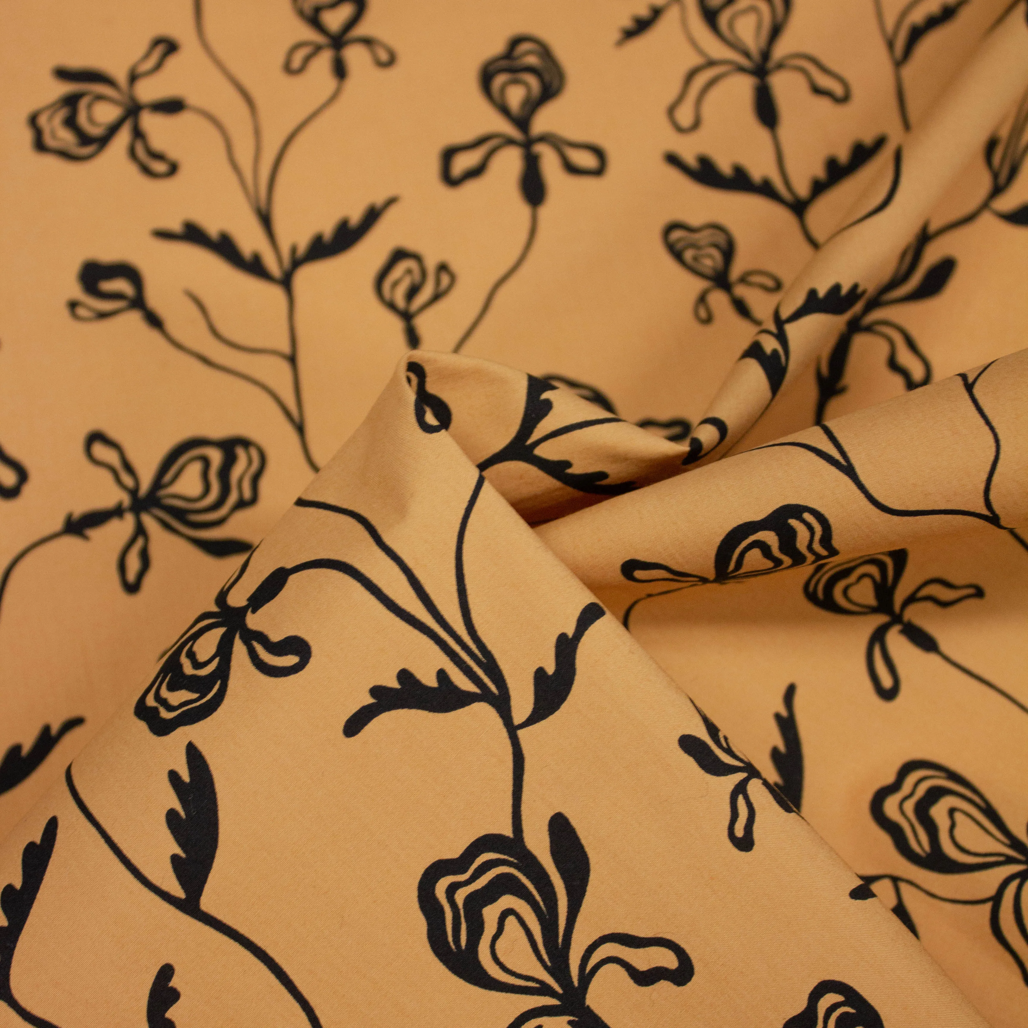 Lisa Camel Floral Cotton Poplin