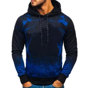 Men's Long Sleeved Hooded Sweatshirt With Print