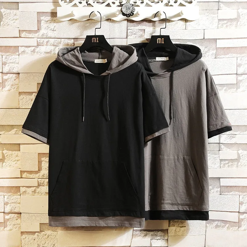 Men's Summer Casual Cotton O-Neck Hooded Sweatshirt