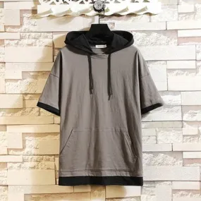 Men's Summer Casual Cotton O-Neck Hooded Sweatshirt