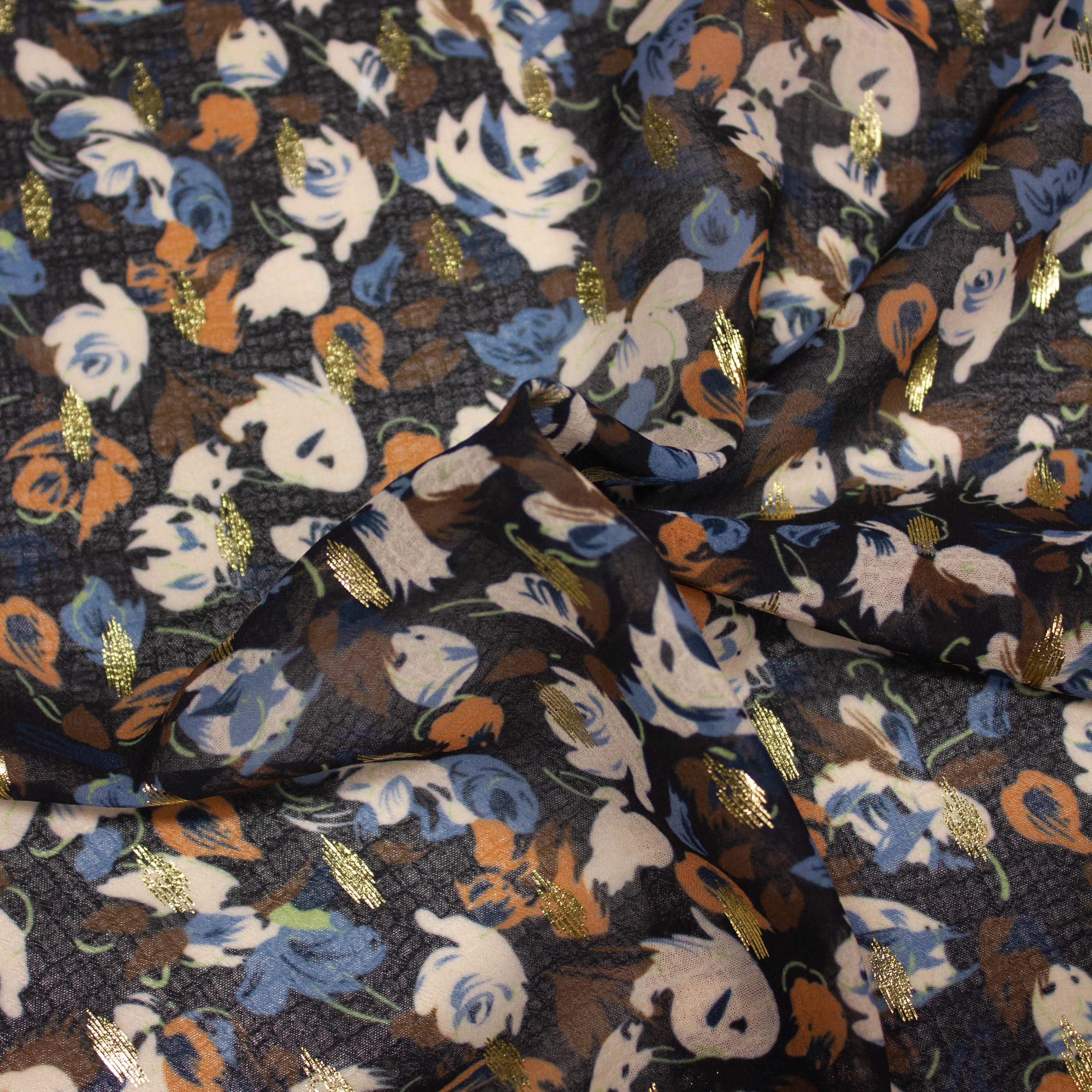 Nataly Multicolour Floral Polyester Lurex Blend