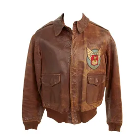 Original U.S. WWII 5th Flying Training Detachment, Ryan Airfield Patched A-2 Leather Flight Jacket