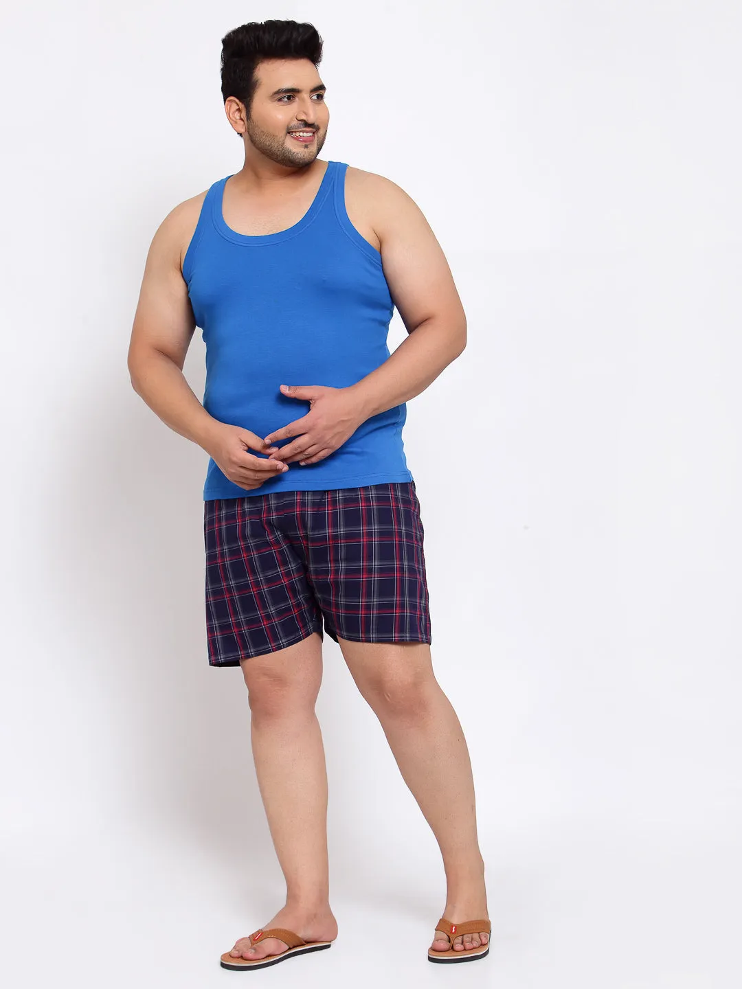 plusS Men Blue Cotton Innerwear Vest