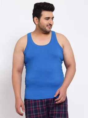 plusS Men Blue Cotton Innerwear Vest