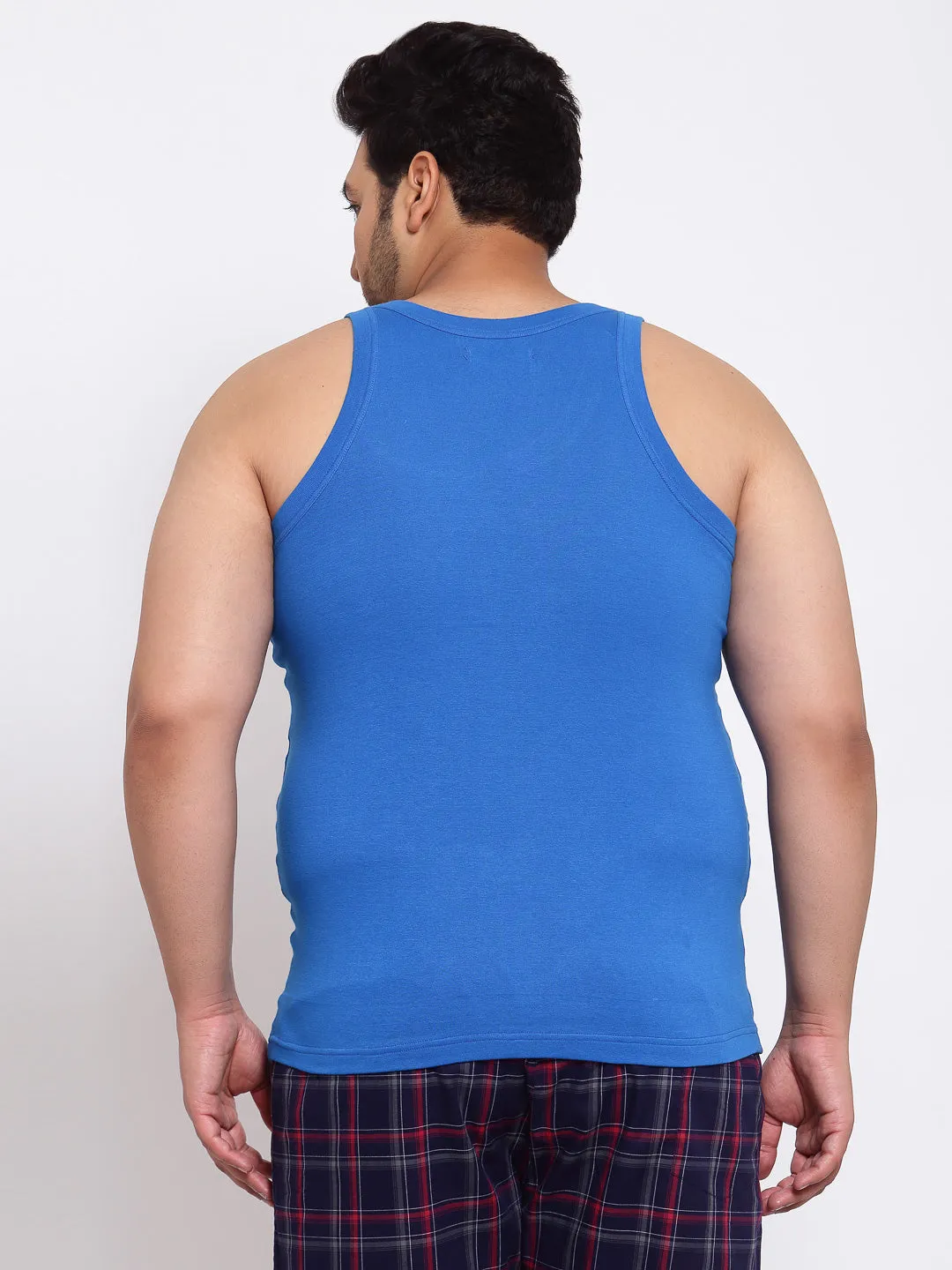 plusS Men Blue Cotton Innerwear Vest
