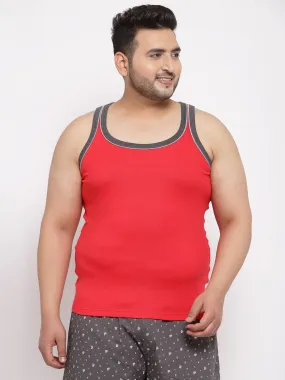 plusS Men Plus Size Red Solid Innerwear Vest