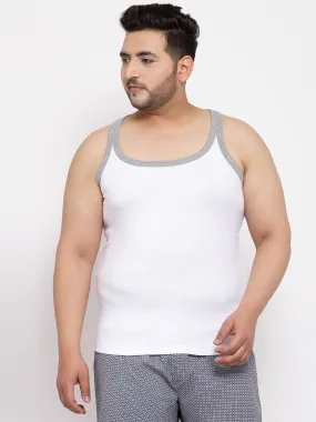 plusS Men Plus Size White  Grey Solid Innerwear Vest
