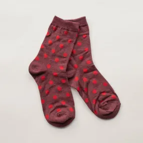 Polka Dot Socks in Burgundy