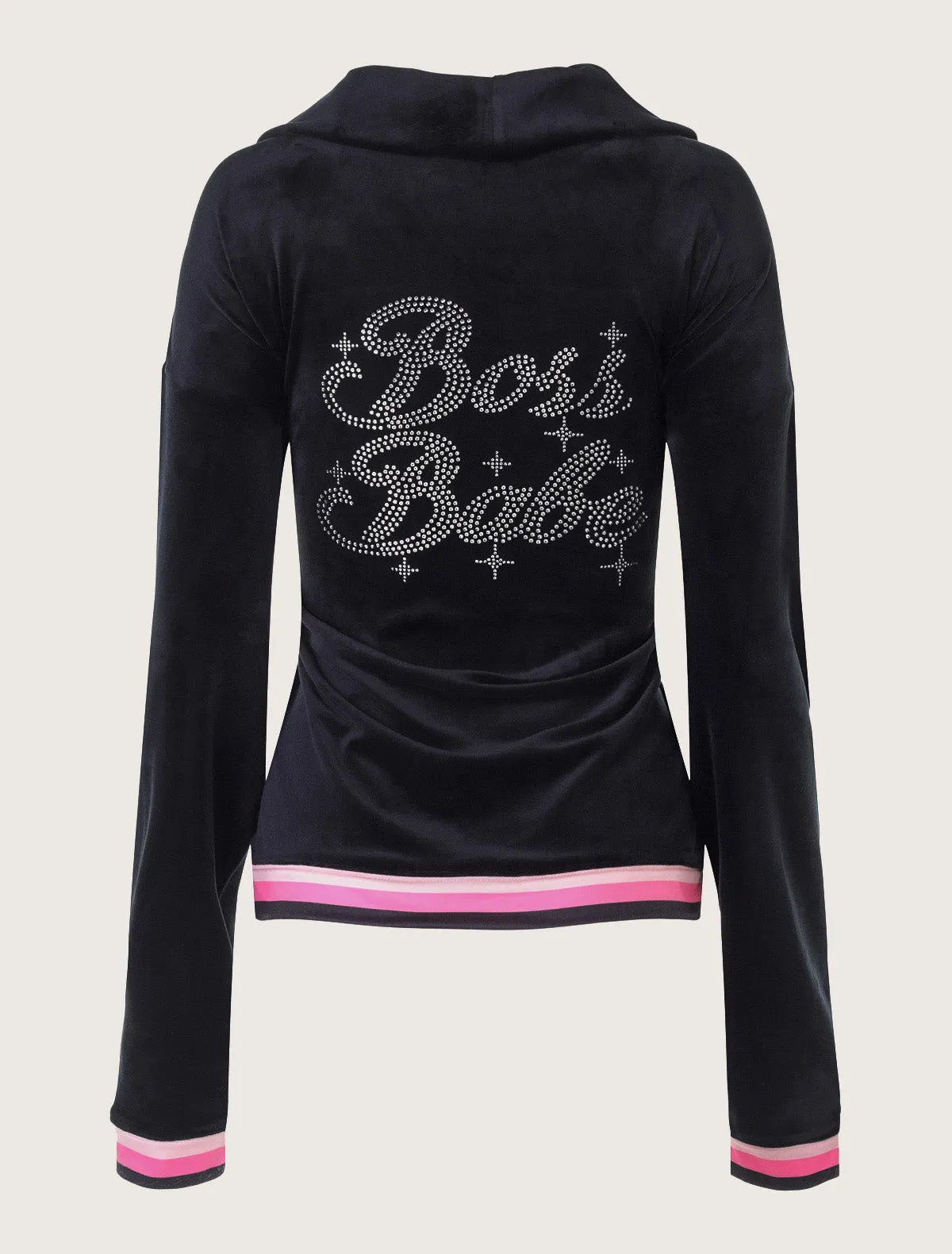 Radiant Stripe Boss Babe Pullover Hoodie by Paris Hilton Tracksuits