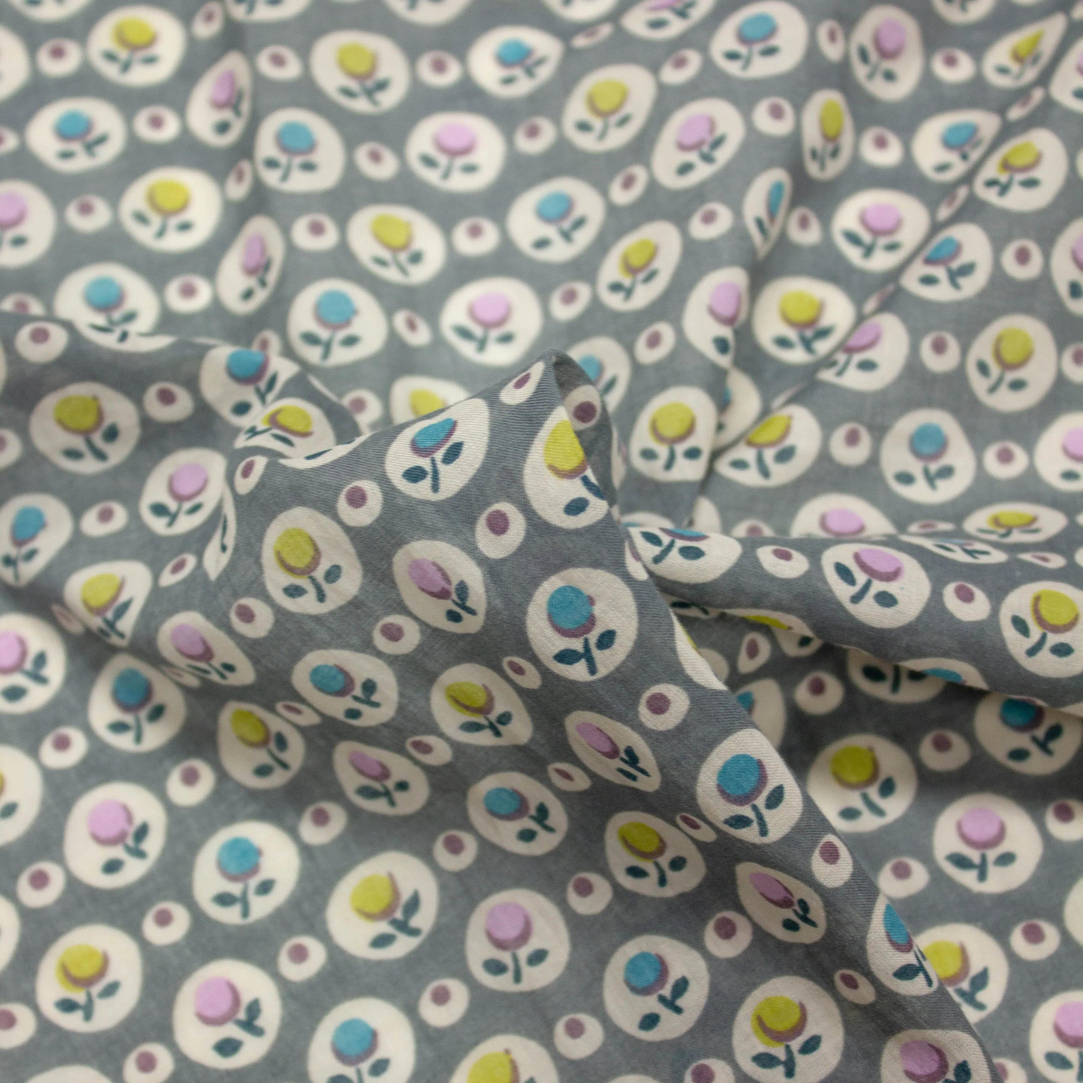 Renild Grey Floral Cotton Voile
