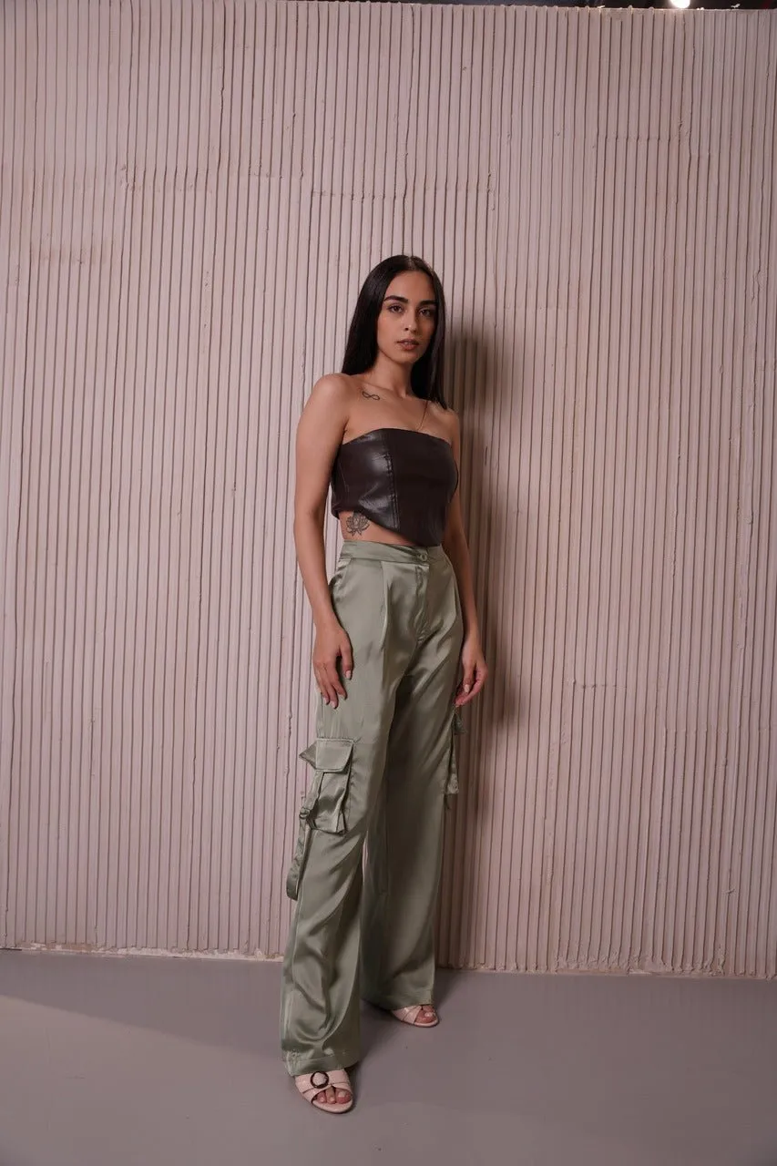 Satin Cargo Pants
