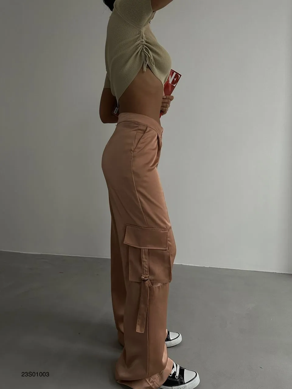 Satin Cargo Pants