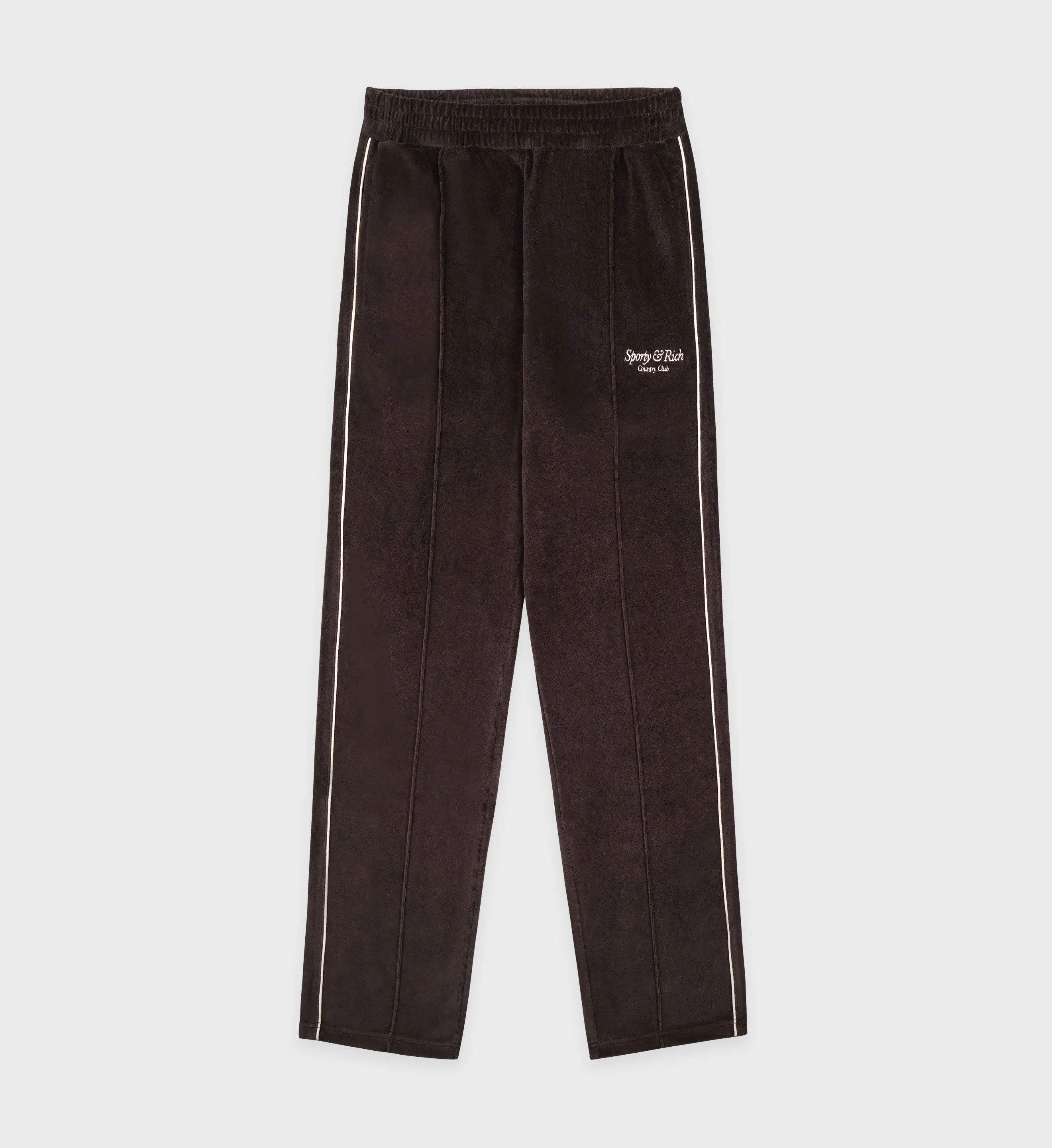 Script Velour Track Pants - Chocolate/Cream
