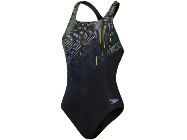 Speedo Digital Printed Medalist Ladies Swimsuit (Black/Green)