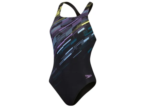 Speedo Digital Printed Medalist Ladies Swimsuit (Black/Purple)